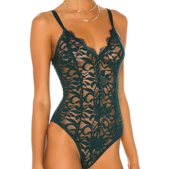 Free People Bedroom Date Bodysuit in Green - Picture 5 of 16